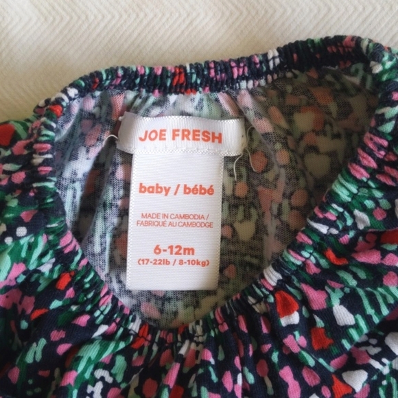 joe fresh painterly floral peasant swing long sleeve top 6-12 months baby girl - Picture 3 of 6